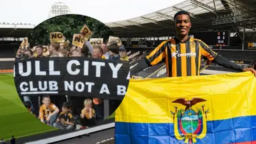 Óscar Zambrano e hinchas del Hull City (Foto tomada de: Hull City)