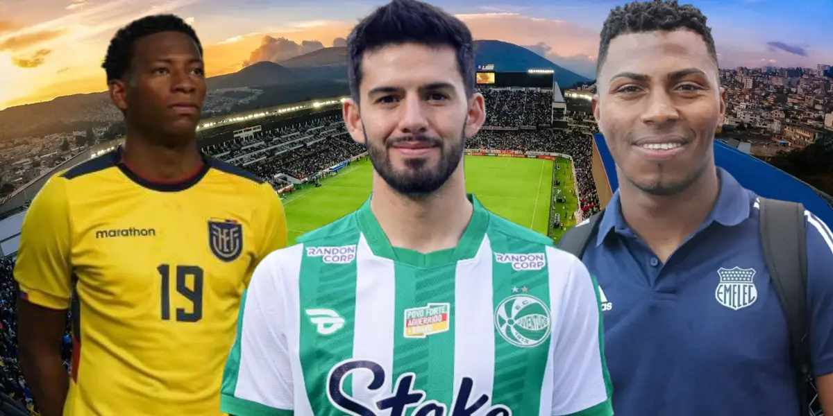 Ronie Carrillo, Pedro Ortiz y Gonzalo Plata (Foto tomada de: Liga de Quito/Gonzalo Plata/Emelec/Juventude)