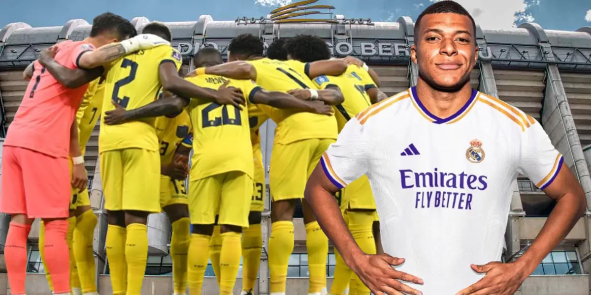 Selección Ecuatoriana y Kylian Mbappé en el Estadio Santiago Bernabéu (Foto tomada de: Acciona/EFE/Diez)