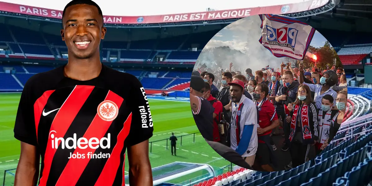 Willian Pacho e hinchas del PSG (Foto tomada de: Monparigo/Eintracht Frankfurt/TyC Sports)